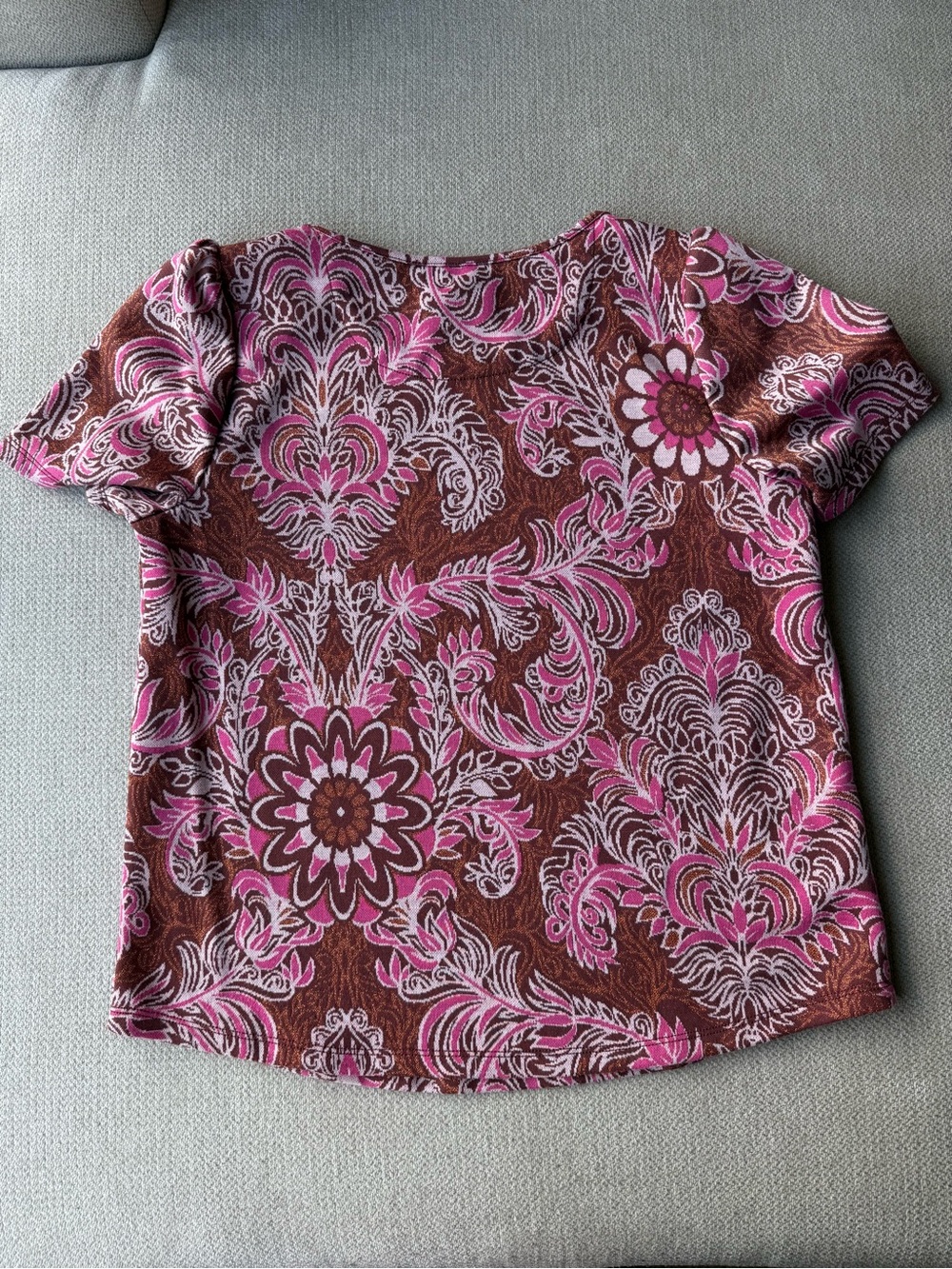 Anthropologie Pink Paisley Short-Sleeve Cotton Top size M - Picture 3 of 5